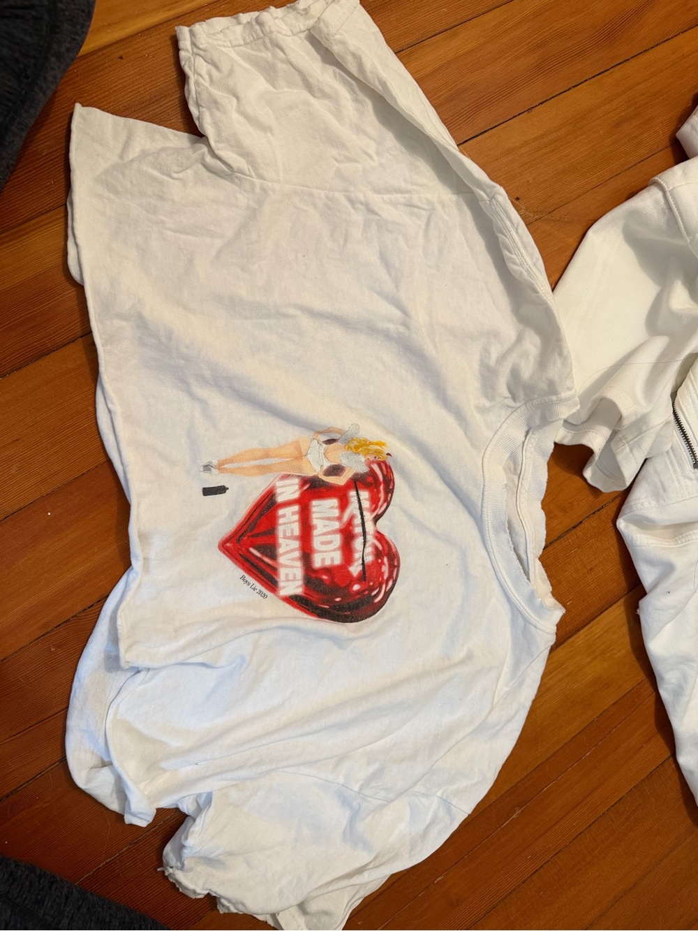 White Graphic Tee - Made in Heaven Heart Design